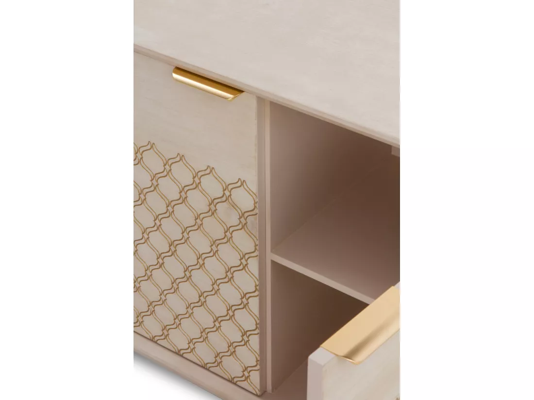 Commode 2 portes en placage chêne beige