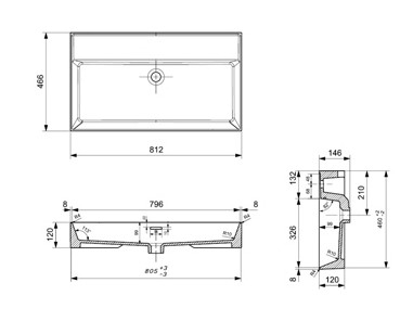 Plieger Kansas wastafel zonder kraangat met overloop 80x46.6cm mat wit