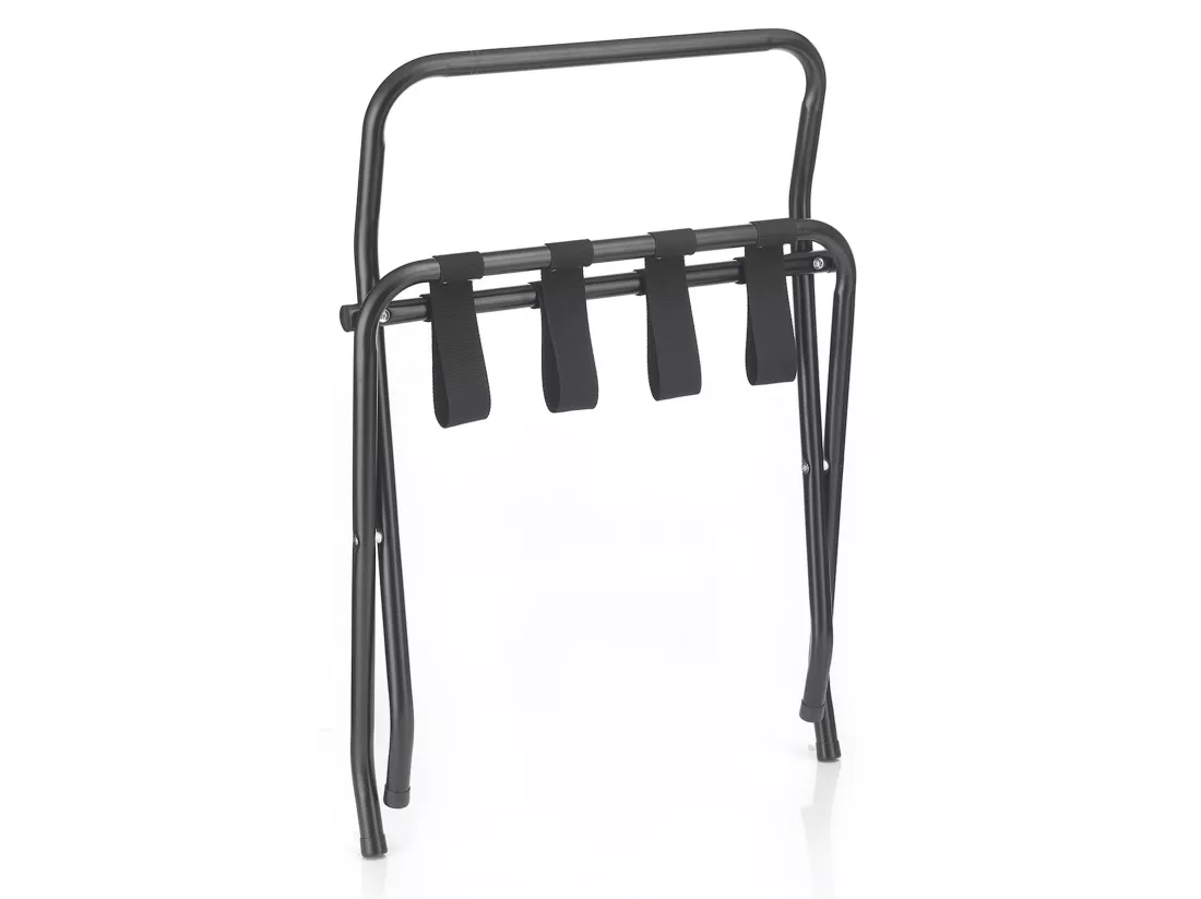 Porte-valise SUITE en métal noir, accessoire de chambre hôtel pour sac et valise, support valise et bagages pliable