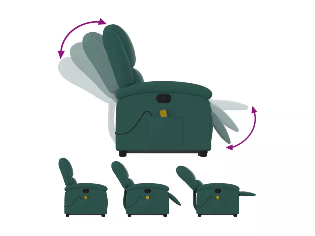 Fauteuil inclinable massant Vert foncé Tissu