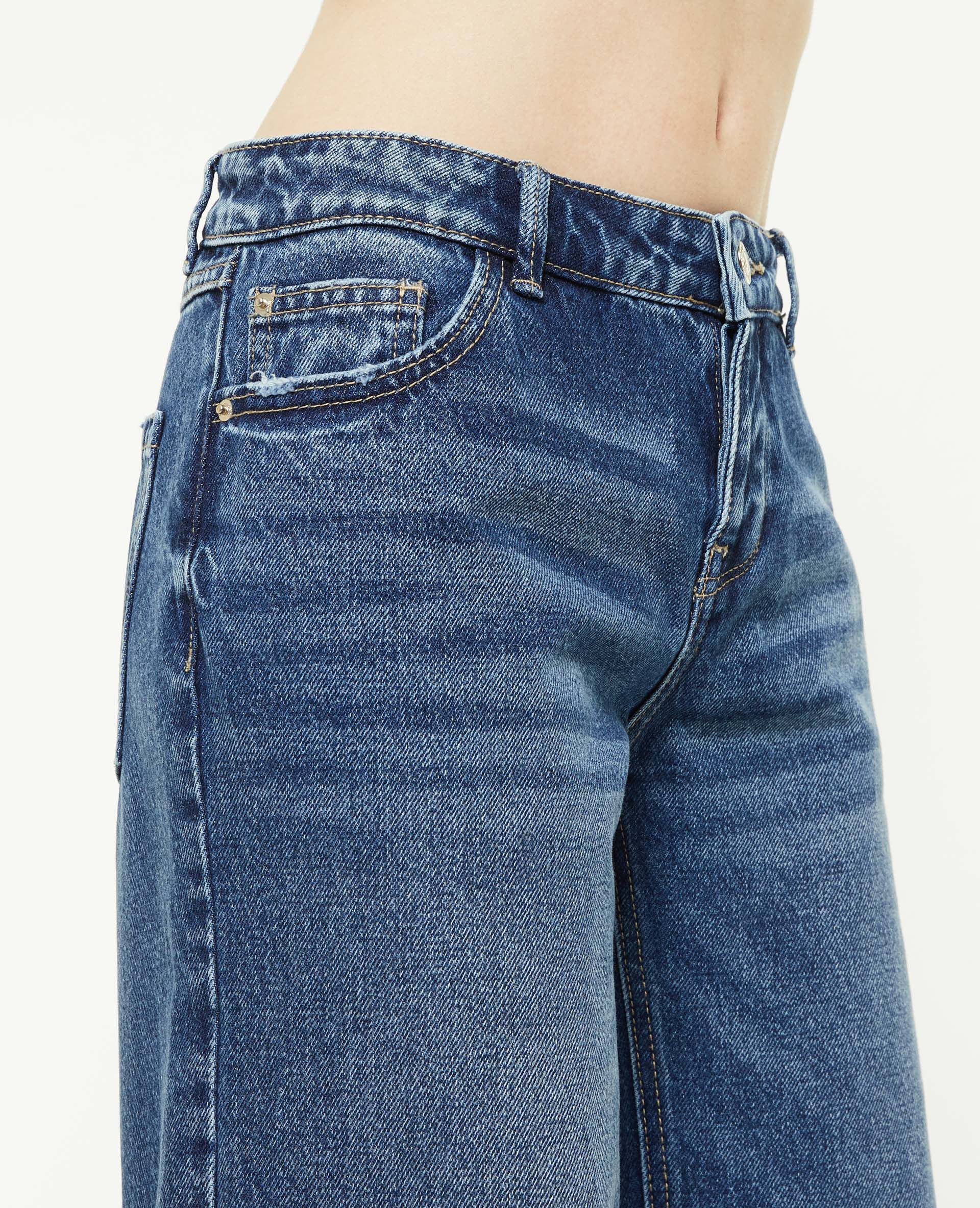 Jean wide taille haute - Bleu