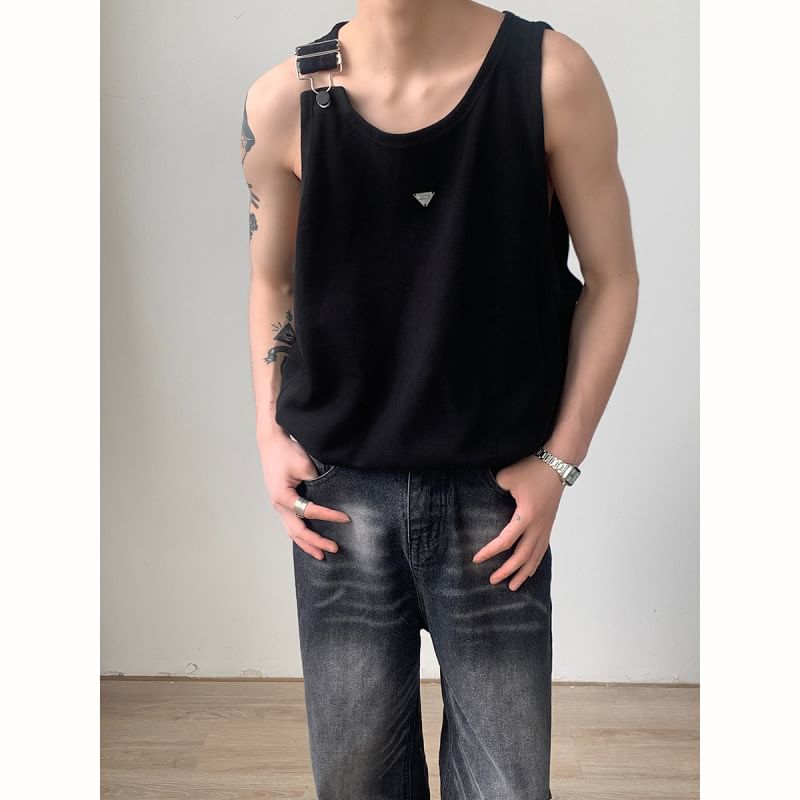Breeson - Effen tanktop met studs en gesp
