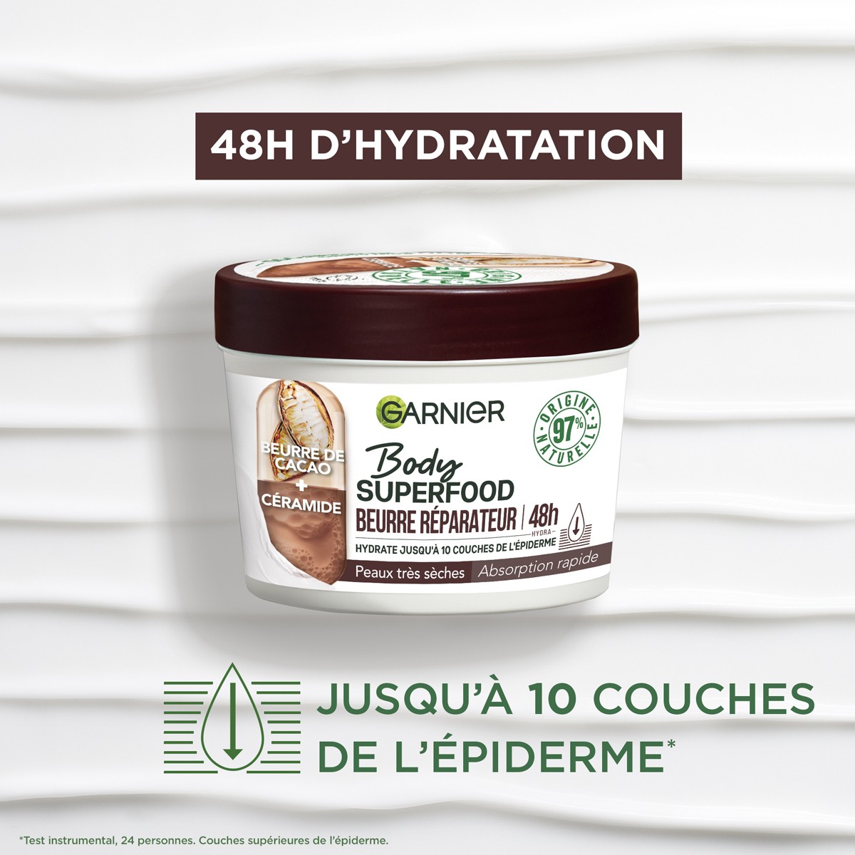 Beurre corporel réparateur - Superfood - Beurre de cacao & céramides - Peaux très sèches - 380 ml