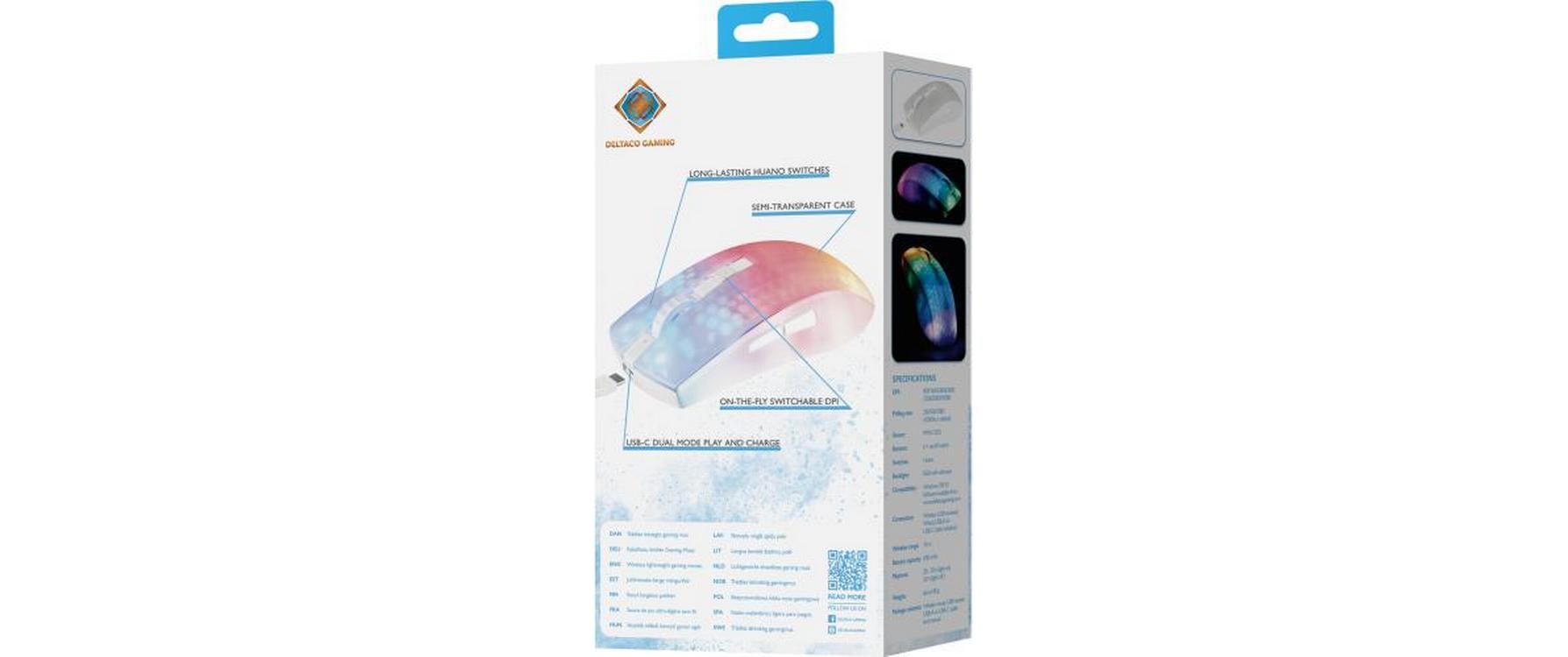 Gaming-Maus GAM-145-W Weiss/TrasparentLeichte Gaming-Maus mit RGB Beleuchtung