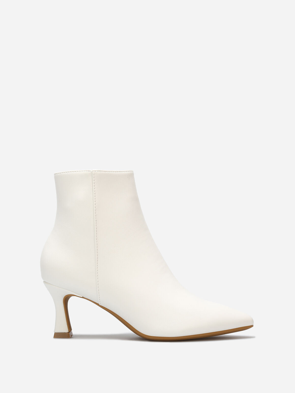 Bottines en simili à petit talon- Blanc