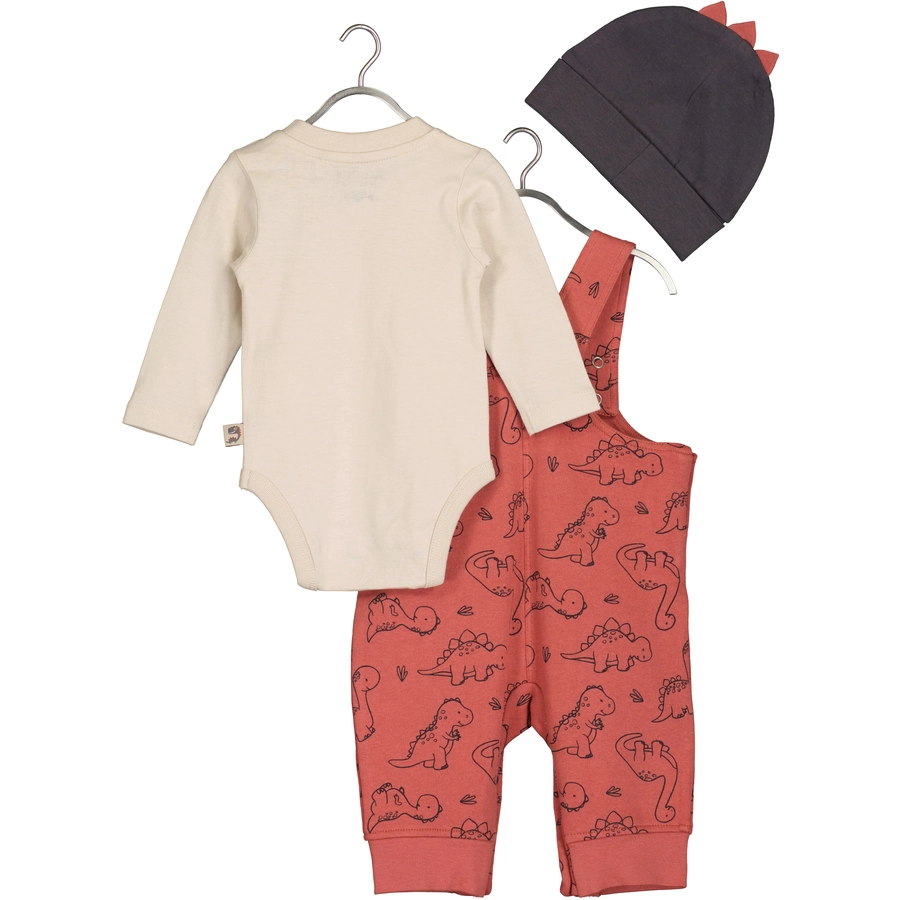 BLUE SEVEN 3er Set Latzhose + Body + Mütze Ziegelrot