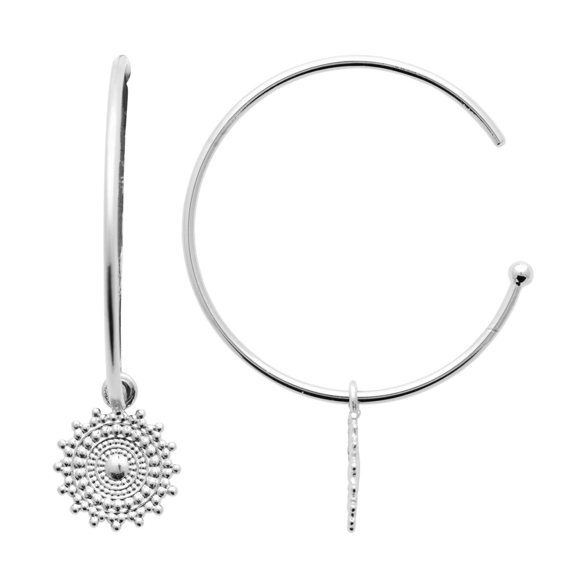 Créoles Brillaxis pampille soleil argent rhodié