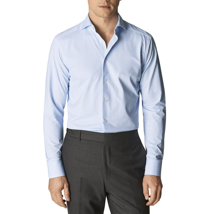 ETON Light Blue Four-Way Stretch Shirt - Slim Fit Blå