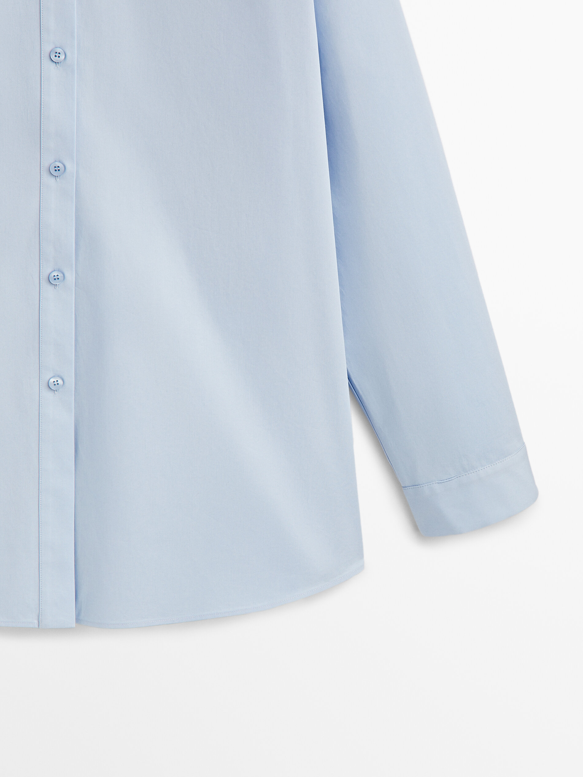 Camisa de algodão popeline sarjado - CELESTE