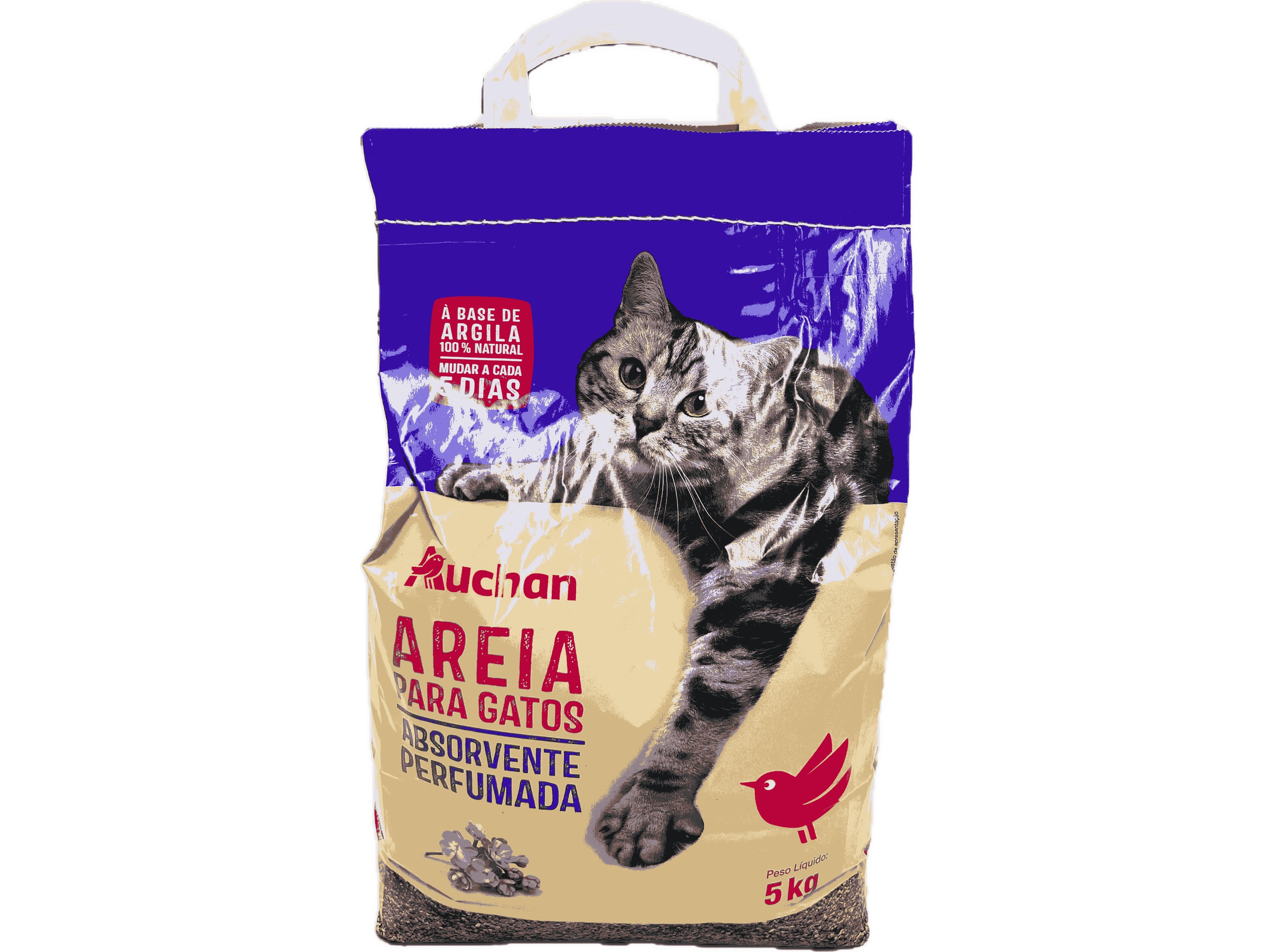 AREIA PARA GATO AUCHAN PERFUMADA COM ARGILA 100% NATURAL 5KG