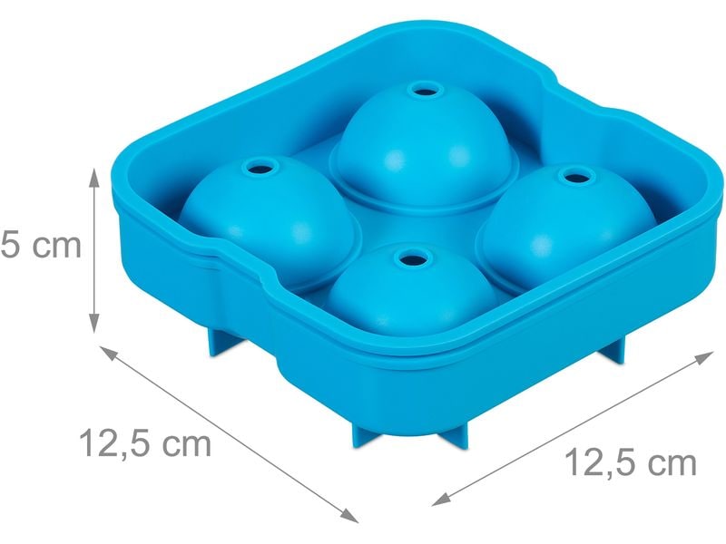 relaxdays Eiswürfelform Kugel 2 Stück, Blau Eiswürfelbereiter