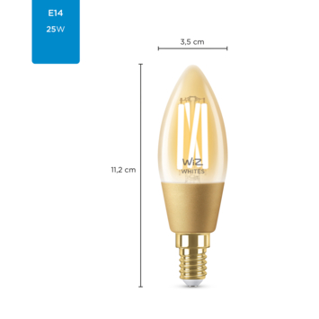 WiZ Connected LED kaars E14 25W filament gold koel tot warmwit licht dimbaar