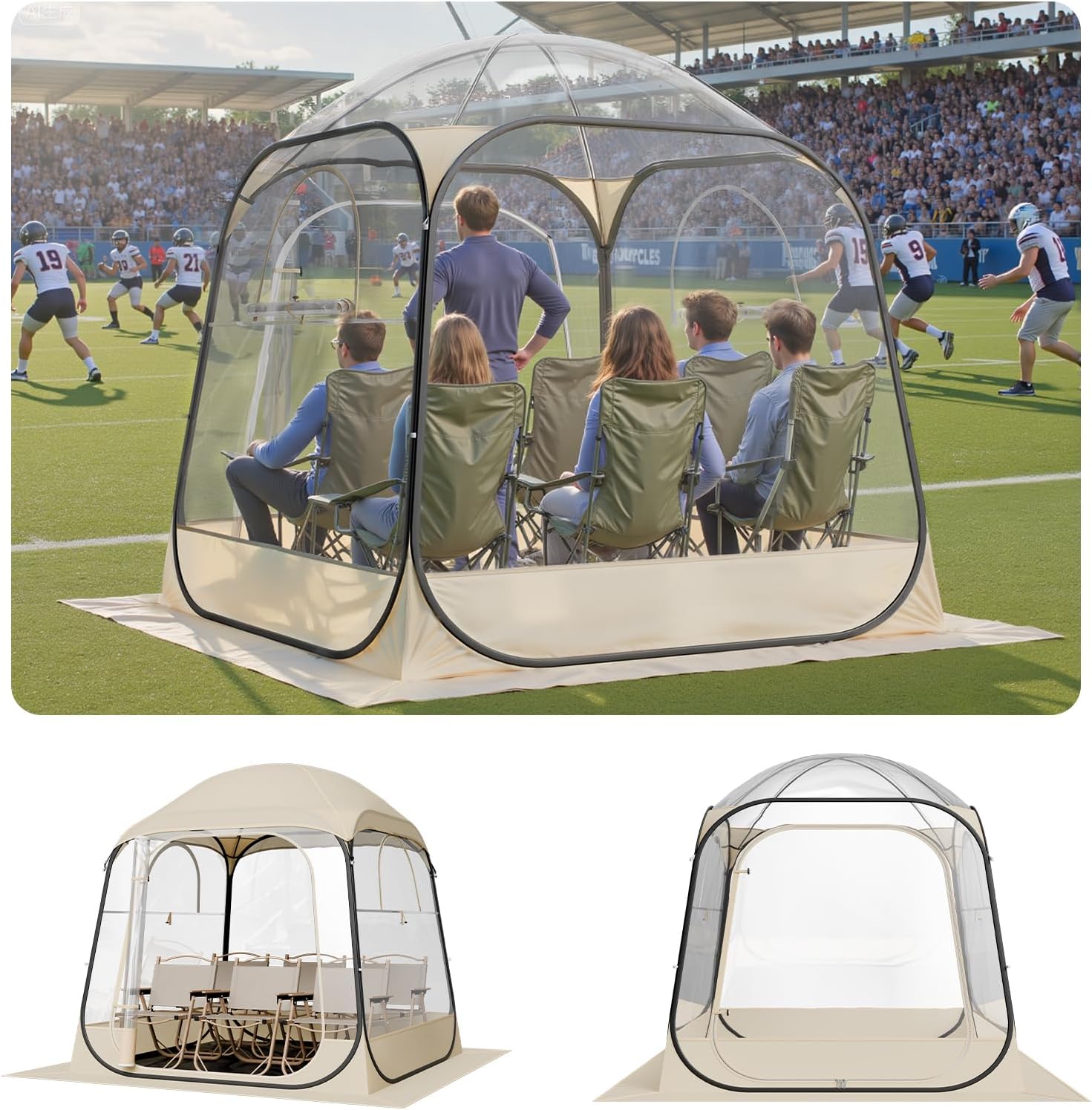 VEVOR Pop-Up-Sportzelt, 4 Größen optional, klares Blasenzelt für 1-6 Personen, wasserdichtes Outdoor-Pod mit Bodenmatte und oberer Abdeckung, Garten-Iglu-Kuppelzelte, Camping-Unterstand für