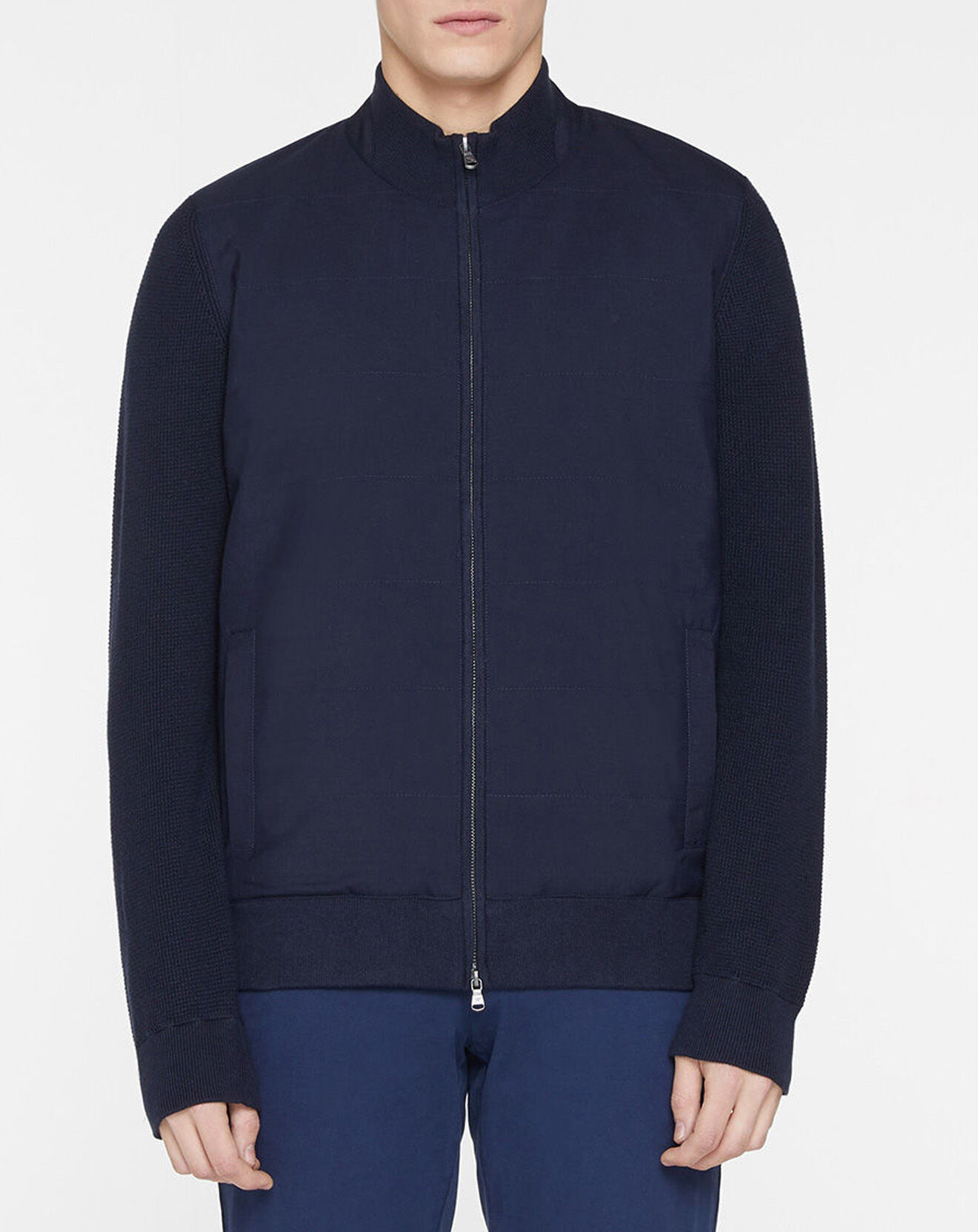 Hackett London Bombers en Cachemire mélangé bimatière Nylon Tricot bleu marine