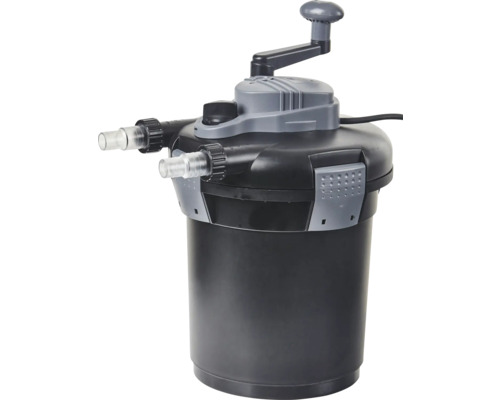 HEISSNER vijverdrukfilterset met 1500 l/u 25 W pomp, geïntegreerde 7 W UVC vijverzuiveraar, terugspoelsysteem, voor vijvers met visbestand tot 1500 l