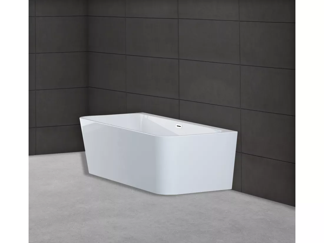 Baignoire semi- îlot murale MINT 160, L160xl75xH57cm, by SPALINA