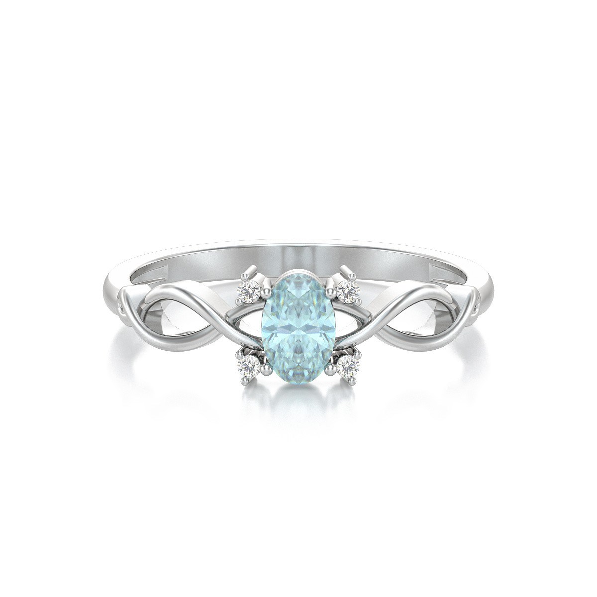 Bague Aigue-Marine et diamants sur Argent 925 1.85grs
