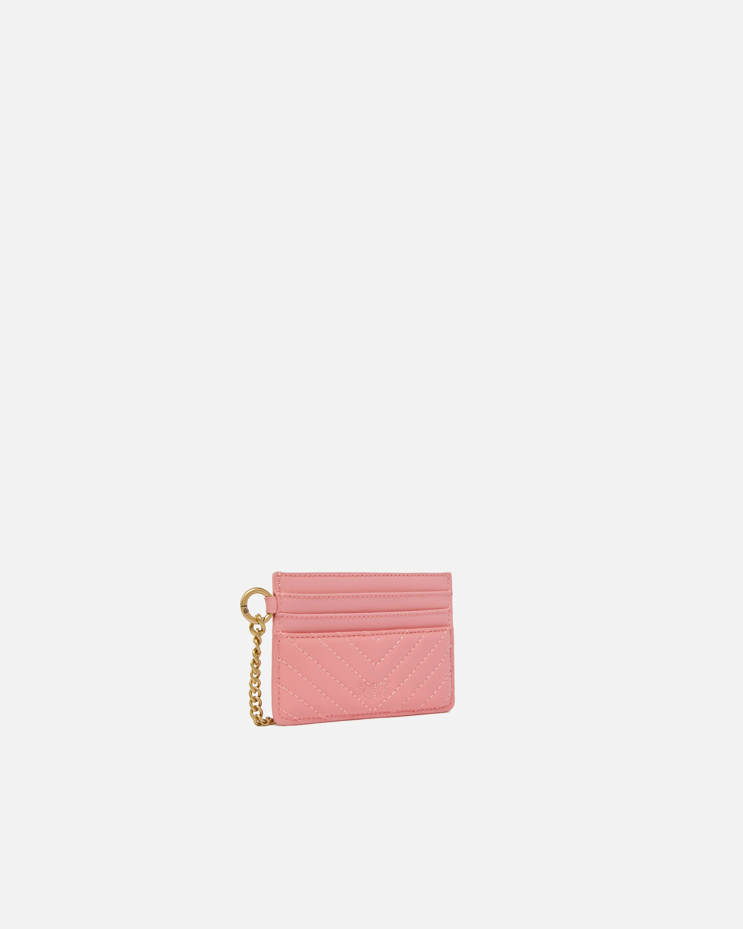Porte-cartes matelassé à chaînette | Rose