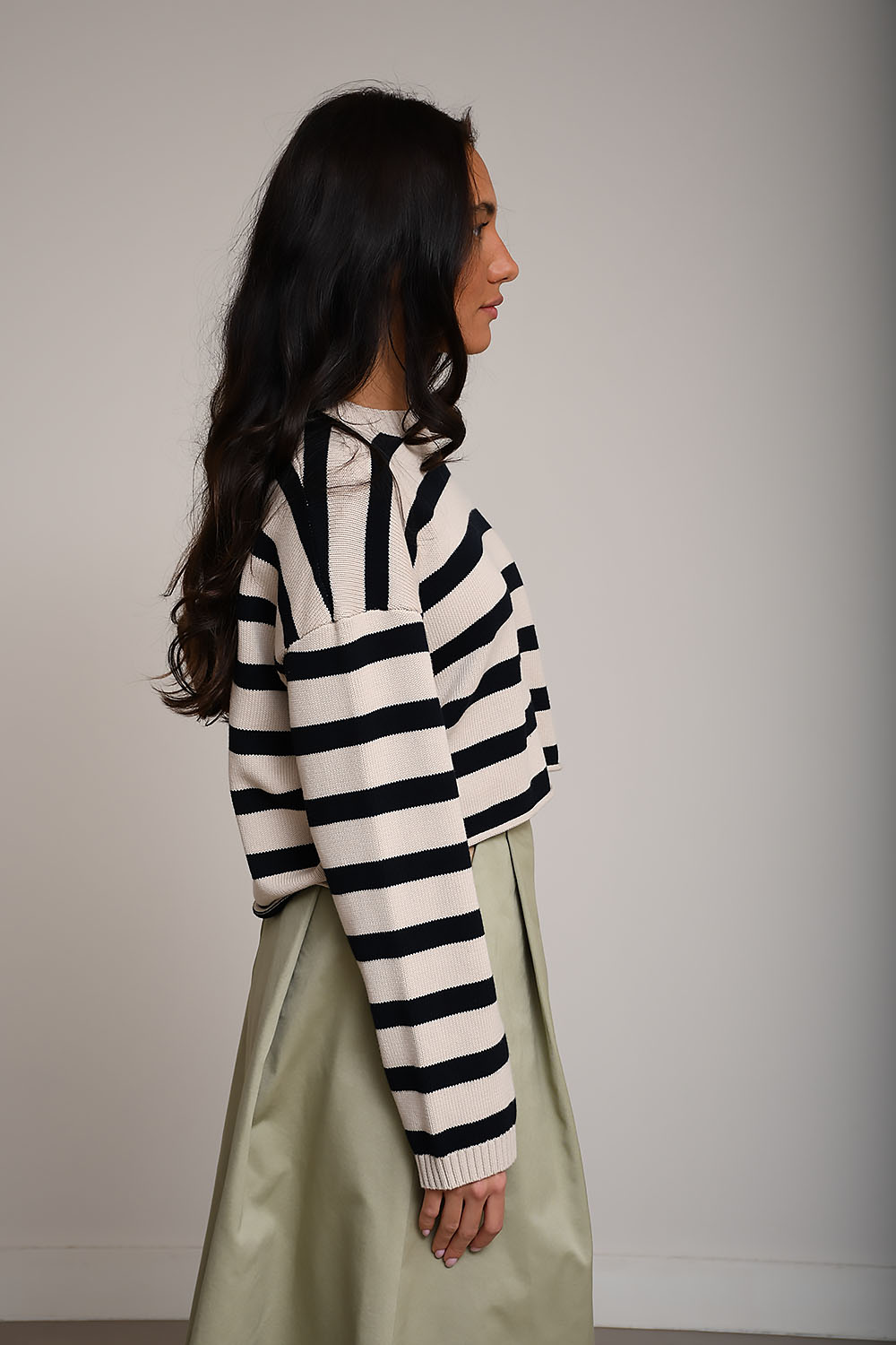 Cropped striped sweater