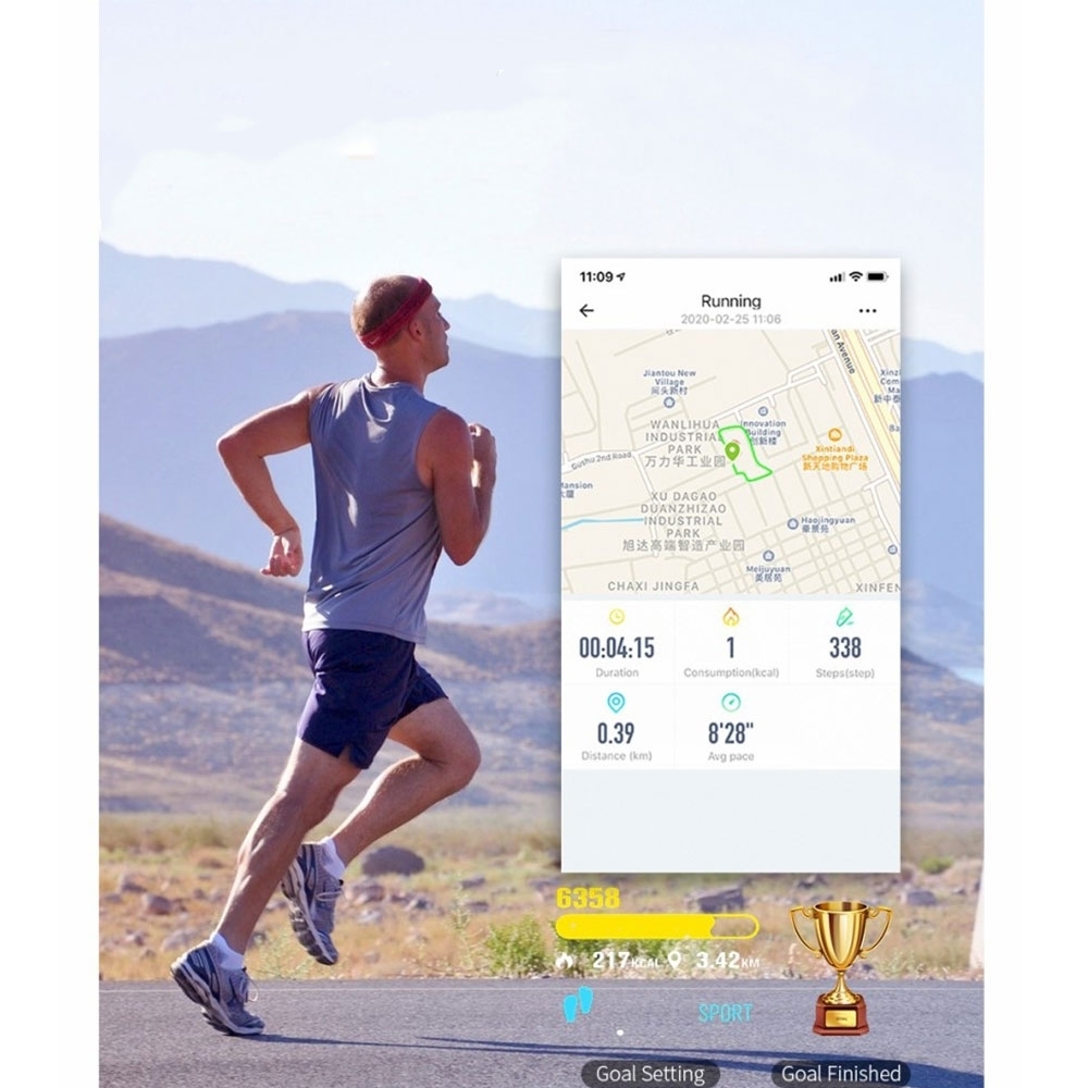 Spritzwasserfester Fitness Tracker Smart Watch mit Herzfrequenz- / Körpertemperaturmessung und 1.3