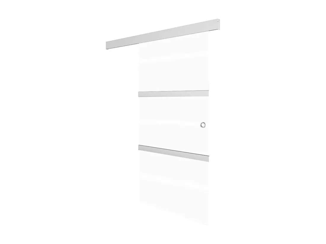 Porte coulissante Verre ESG et aluminium 90x205 cm Argenté