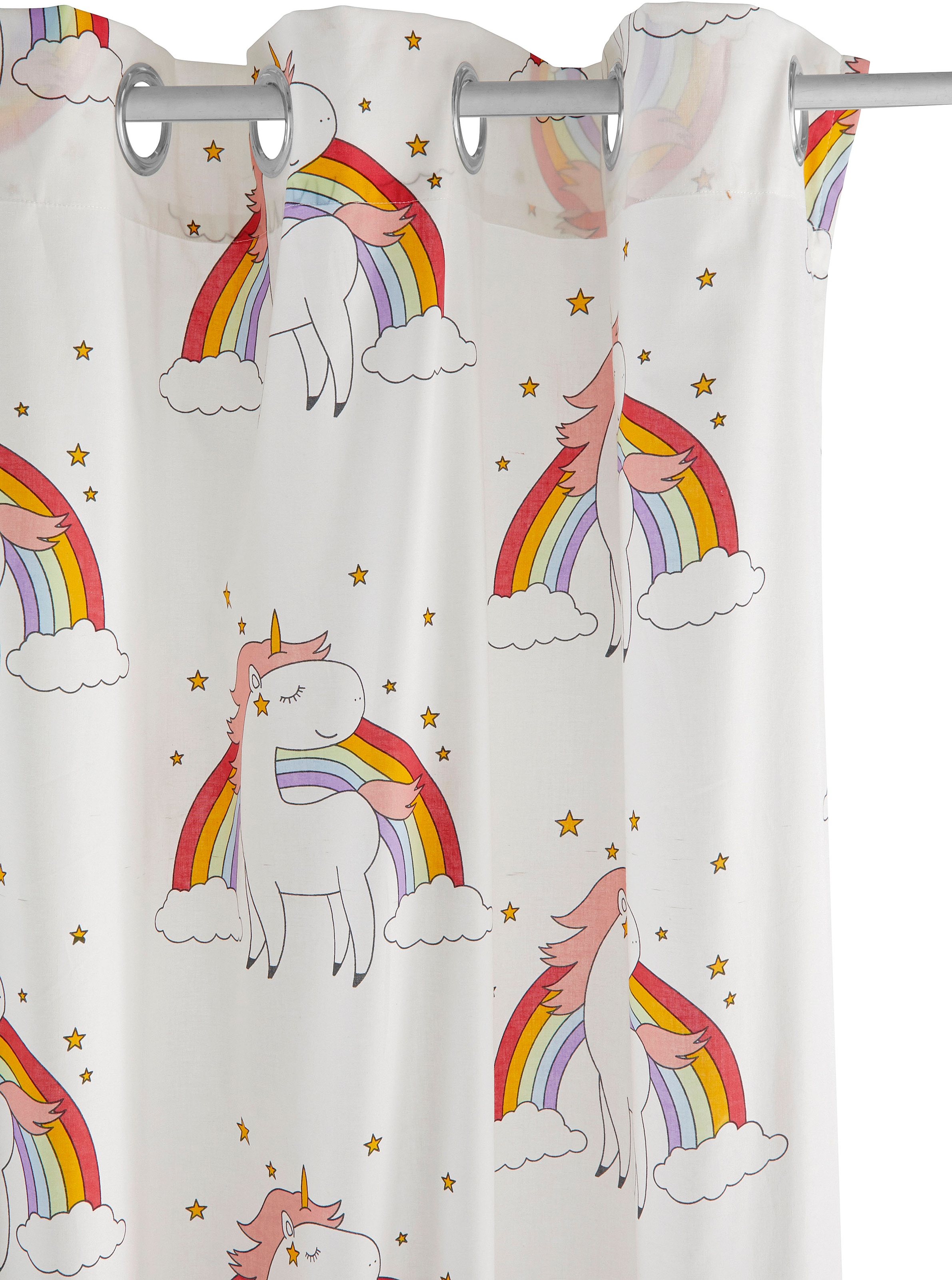 Lüttenhütt Gardine »EINHORN« Ösen 1 Stk. tlg. Kindergardine, Einhorn, Regenbogen, einseitig bedruckt
