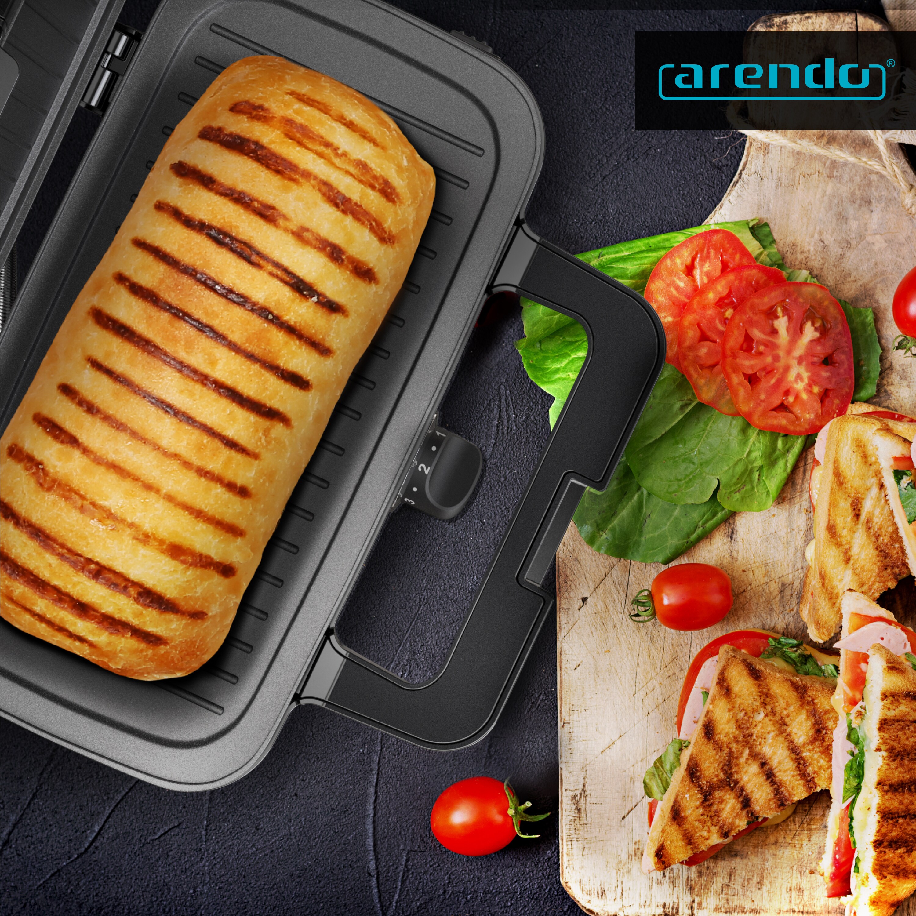 Arendo Sandwichmaker Waffeleisen Kontaktgrill mit abnehmbaren Platten - mit Antihaftbeschichtung - spülmaschinentauglich - BPA frei