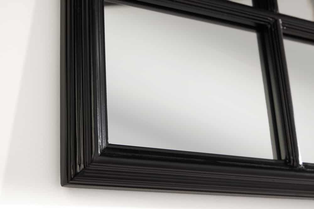 Moderner Wandspiegel PARIS 120cm schwarz Fensterspiegel Rundbogen-Design