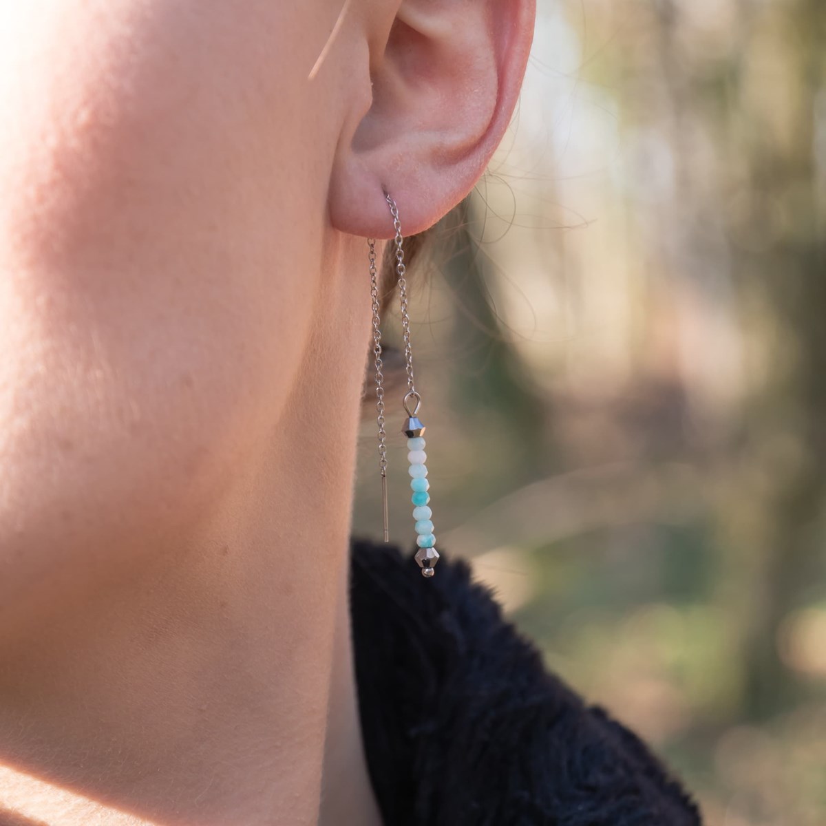 Collier, bracelet et boucles d'oreilles Lumia en pierres Amazonite