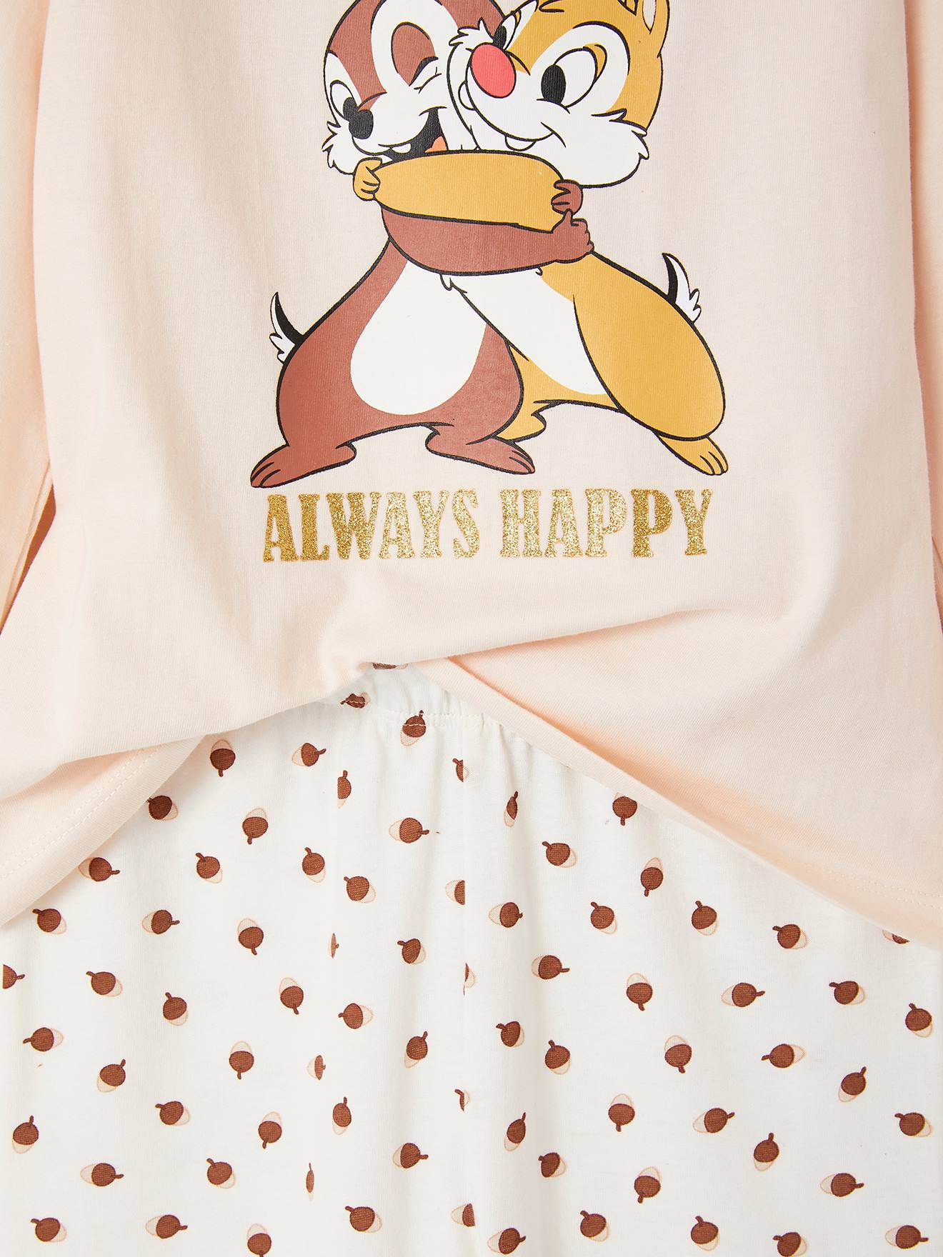 Pijama infantil DS® Chip and Dale, rosa claro.