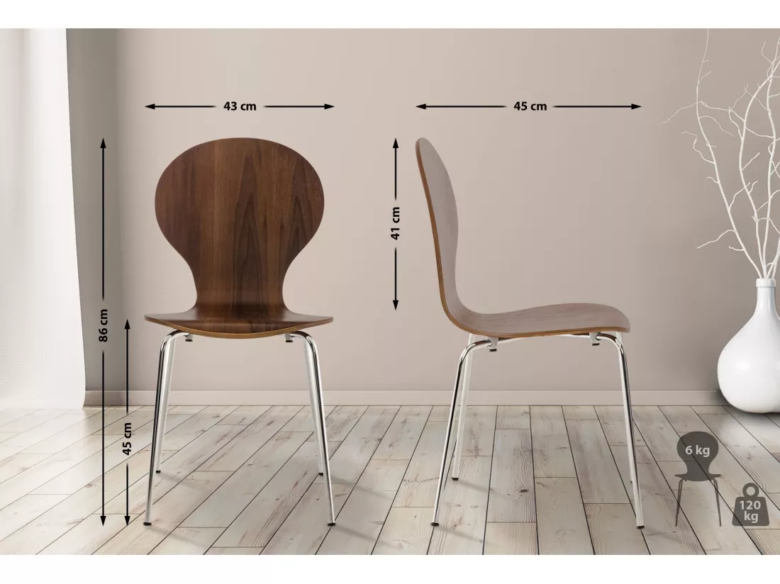 Lot de 2 Chaise de conférence - Bois & Nature - Noyer - DIEGO
