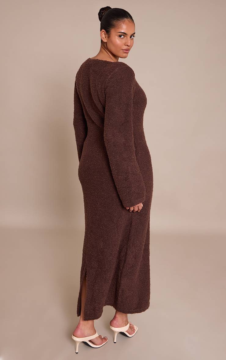 Chocolat Robe Maxi En Maille Tricotée À Pompons Grande Taille