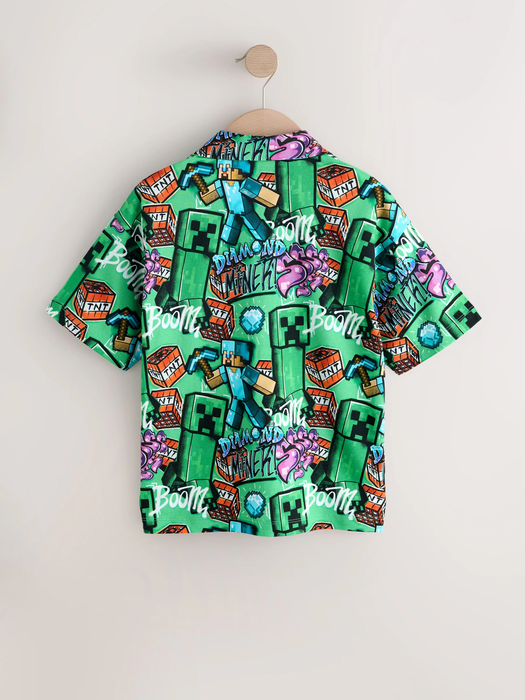 Groene all-over Print - Minecraft Short Sleeve Jersey Shirt (3-16yrs)