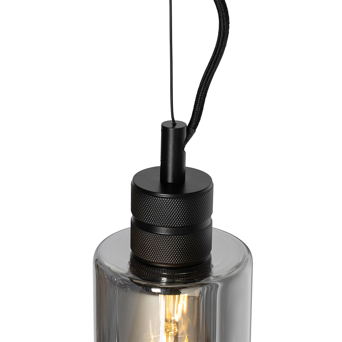 Moderne hanglamp zwart met smoke glas - Stavelot