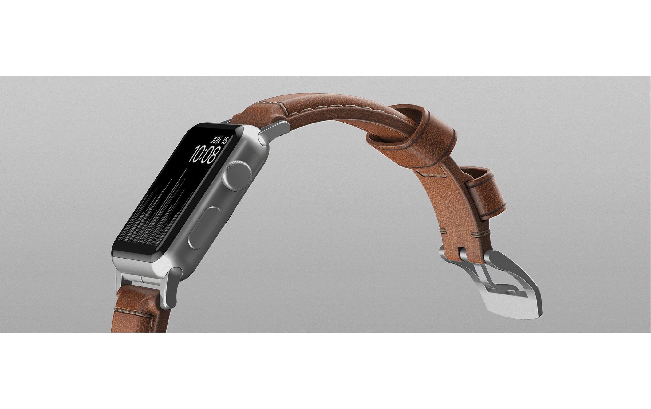 Lederarmband Traditional Strap Apple Watch Braun/SilberPremium-Lederarmband für die Apple Watch