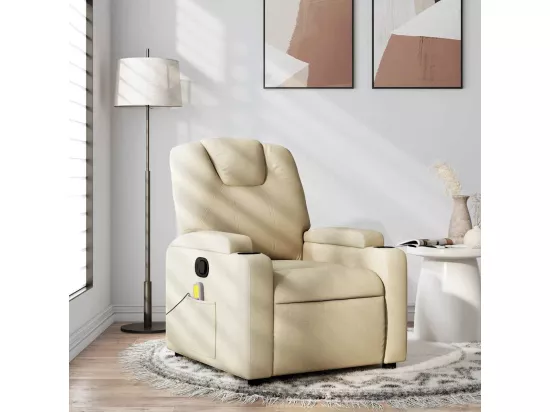 Fauteuil de massage inclinable Crème Tissu