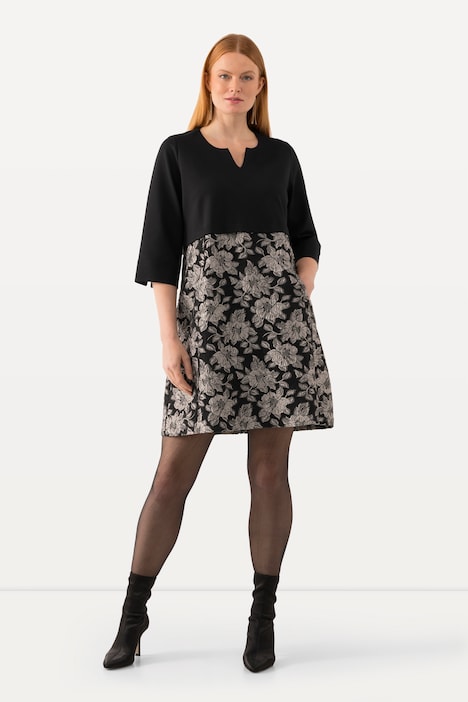 Kleid, Punto di Roma, Tunika-Ausschnitt, 3/4Arm