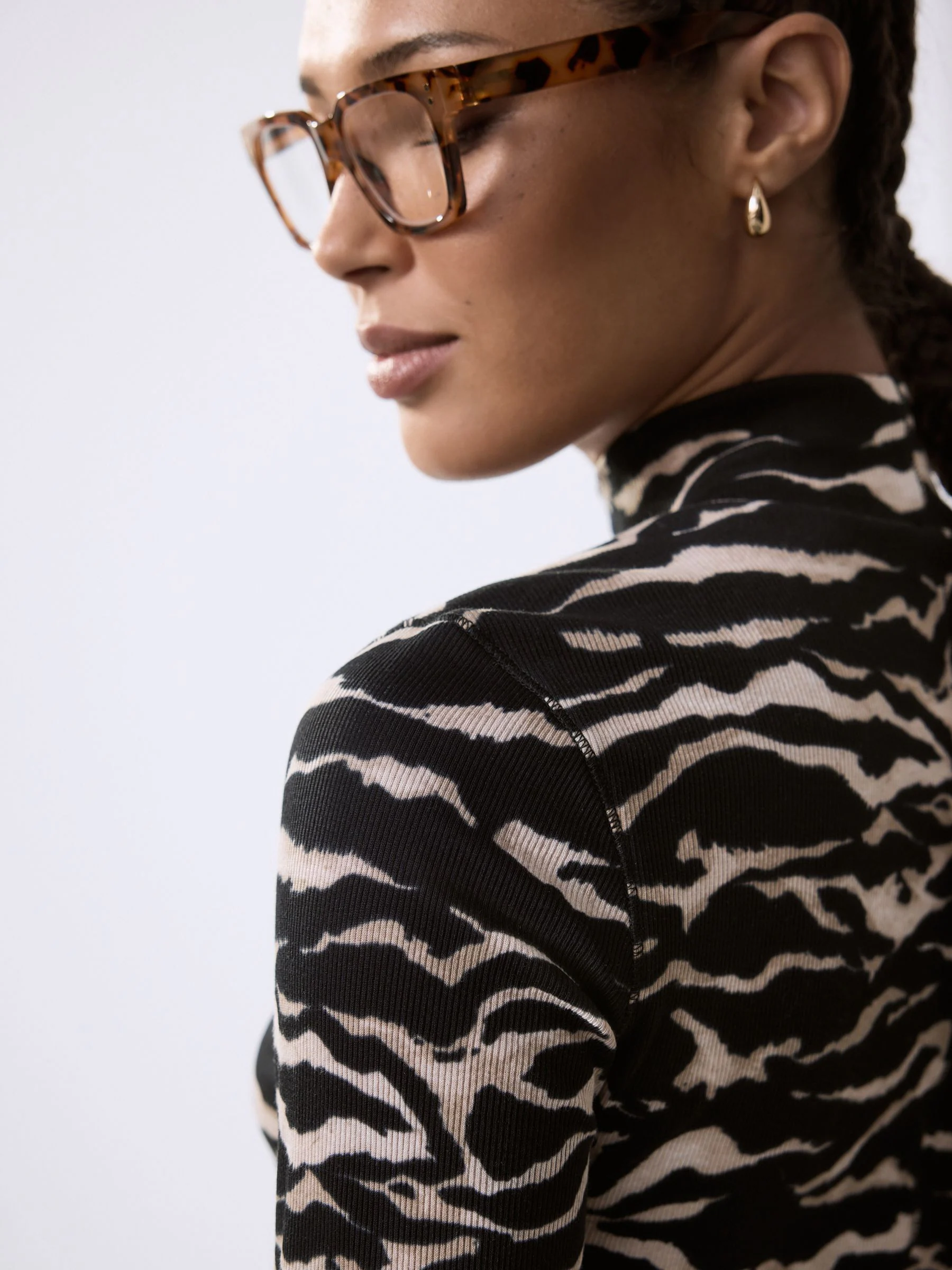 Zebra - Geribbeld hoogsluitend T-shirt met lange mouwen