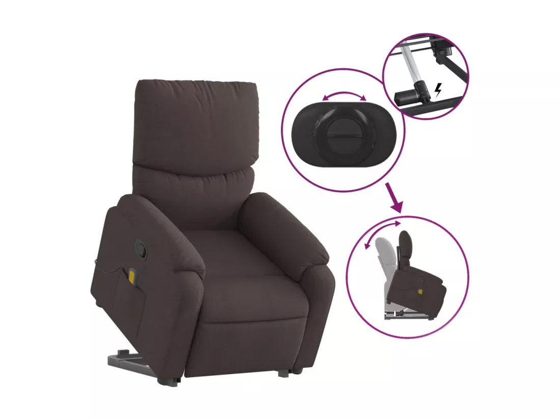 Fauteuil inclinable de massage Marron foncé Tissu