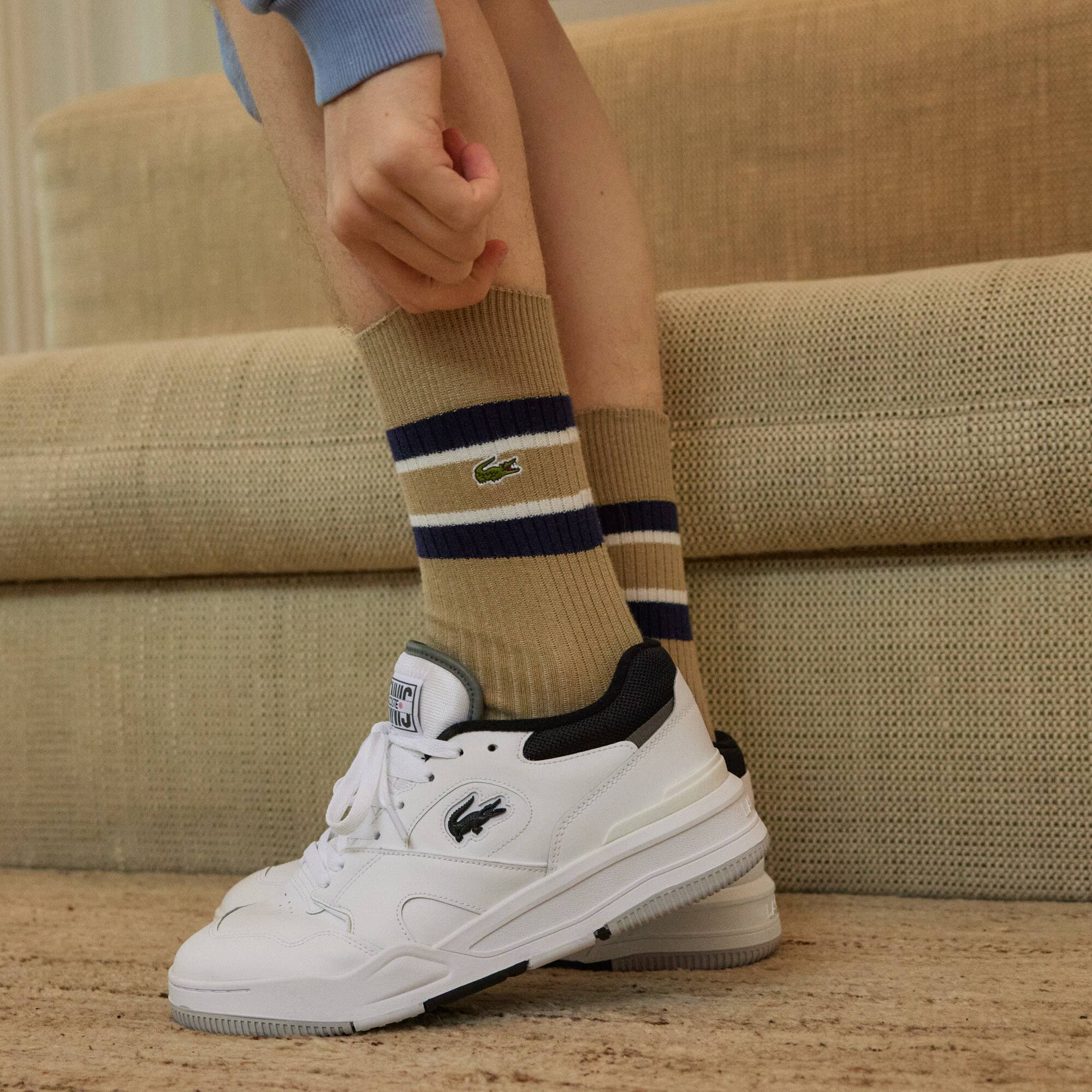 Herren-Sneaker Lineshot aus Leder mit Kontrast-Schuhkragen Sneakers - Weiss - Lacoste - Herren