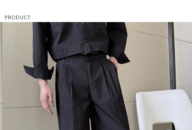 Freehop - Mid Rise Plain Textured Straight Leg Broek
