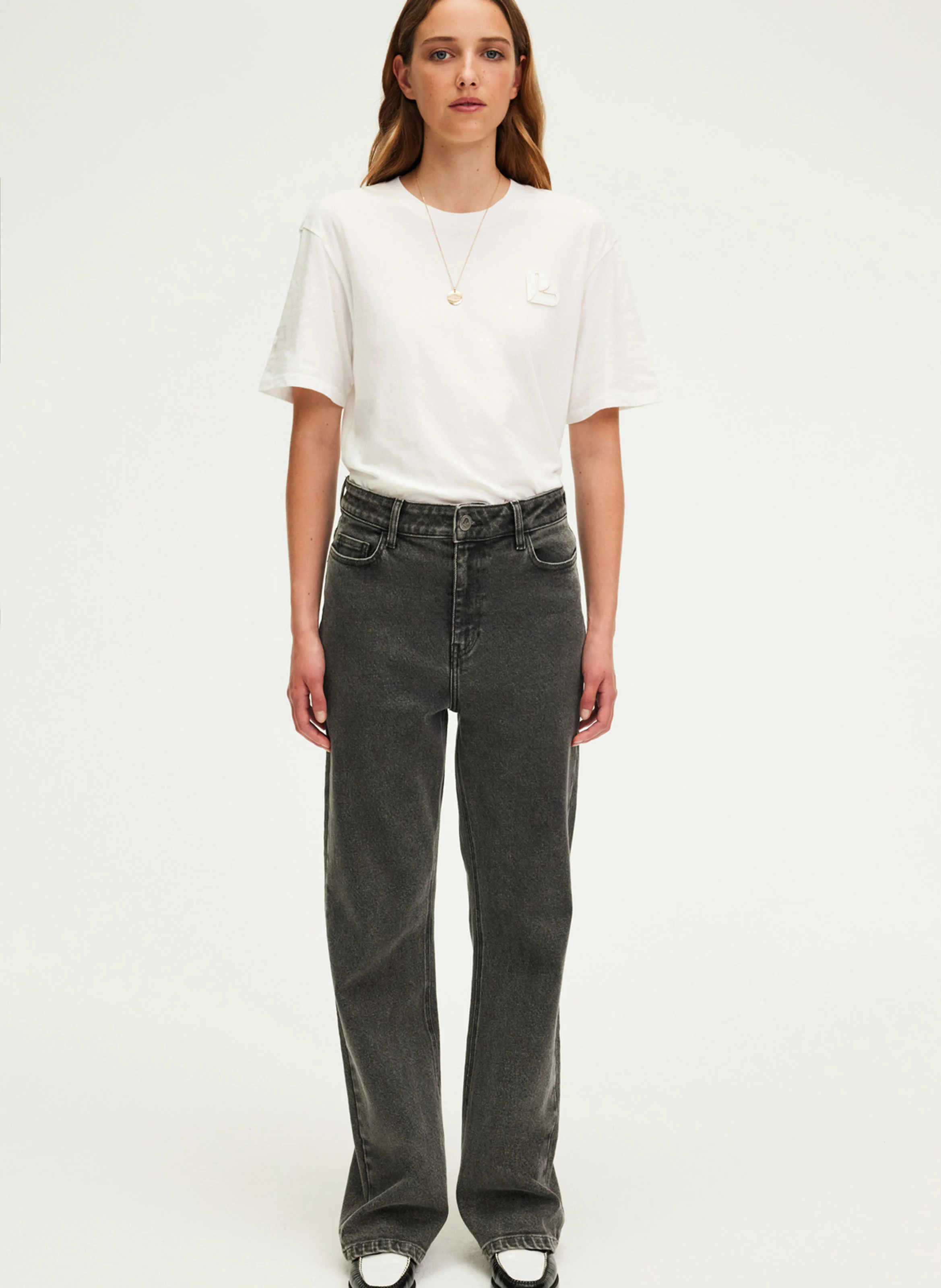 NEVENA - Jean droit en coton | Gris