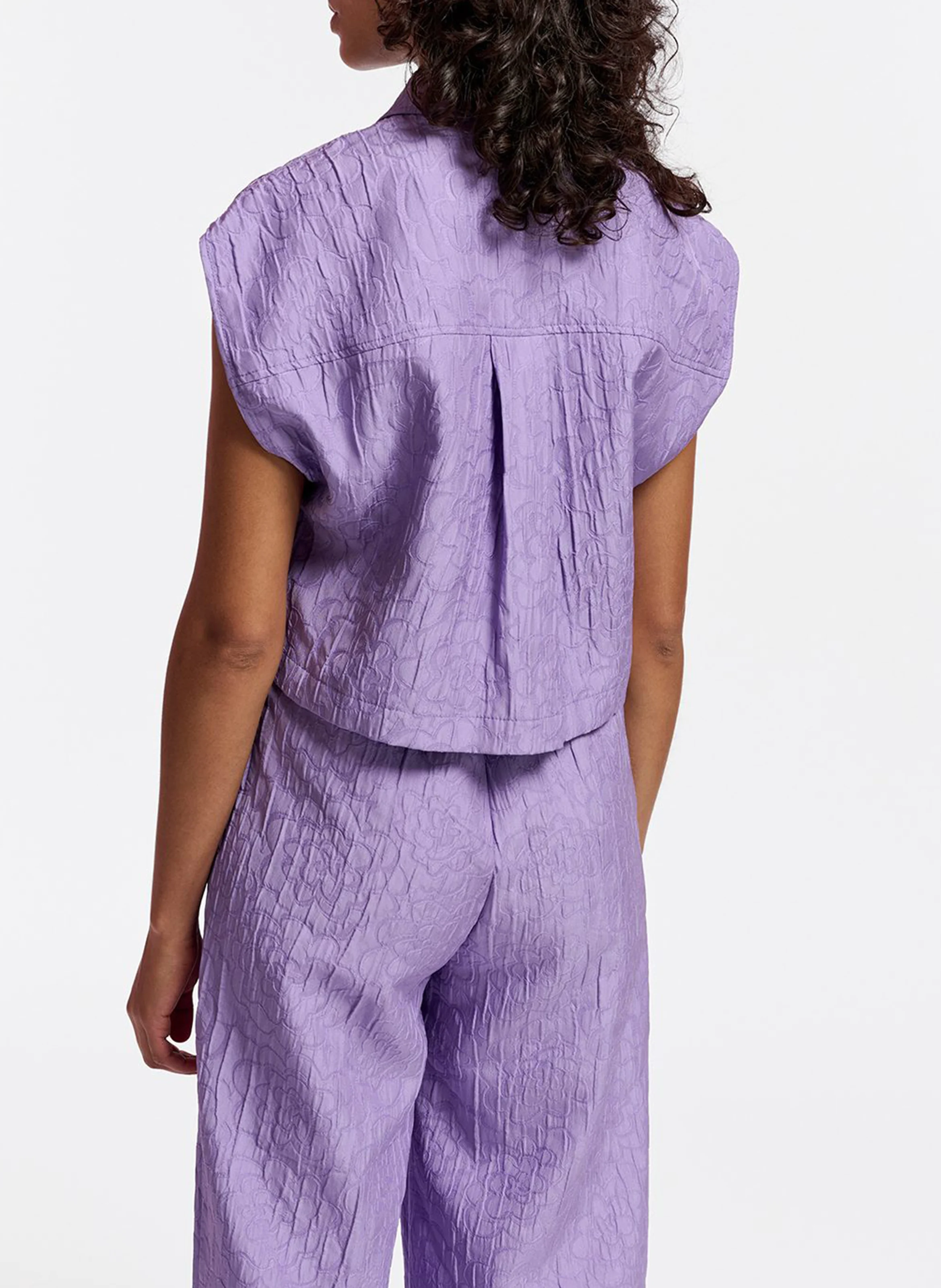 GROUPS - Chemise courte en jacquard fleuri | Violet