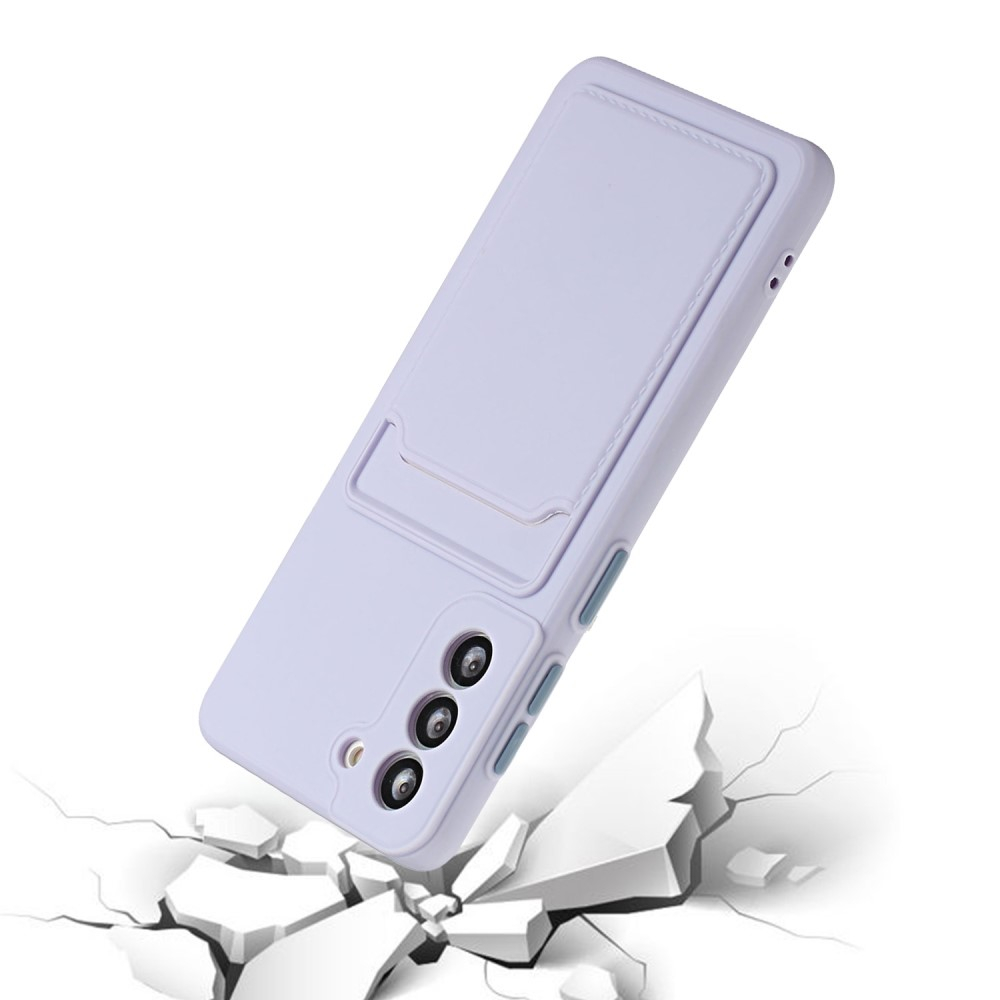 Samsung Galaxy S21 FE 5G Gummi Case Hülle mit Kartenfach - Lila / Grau
