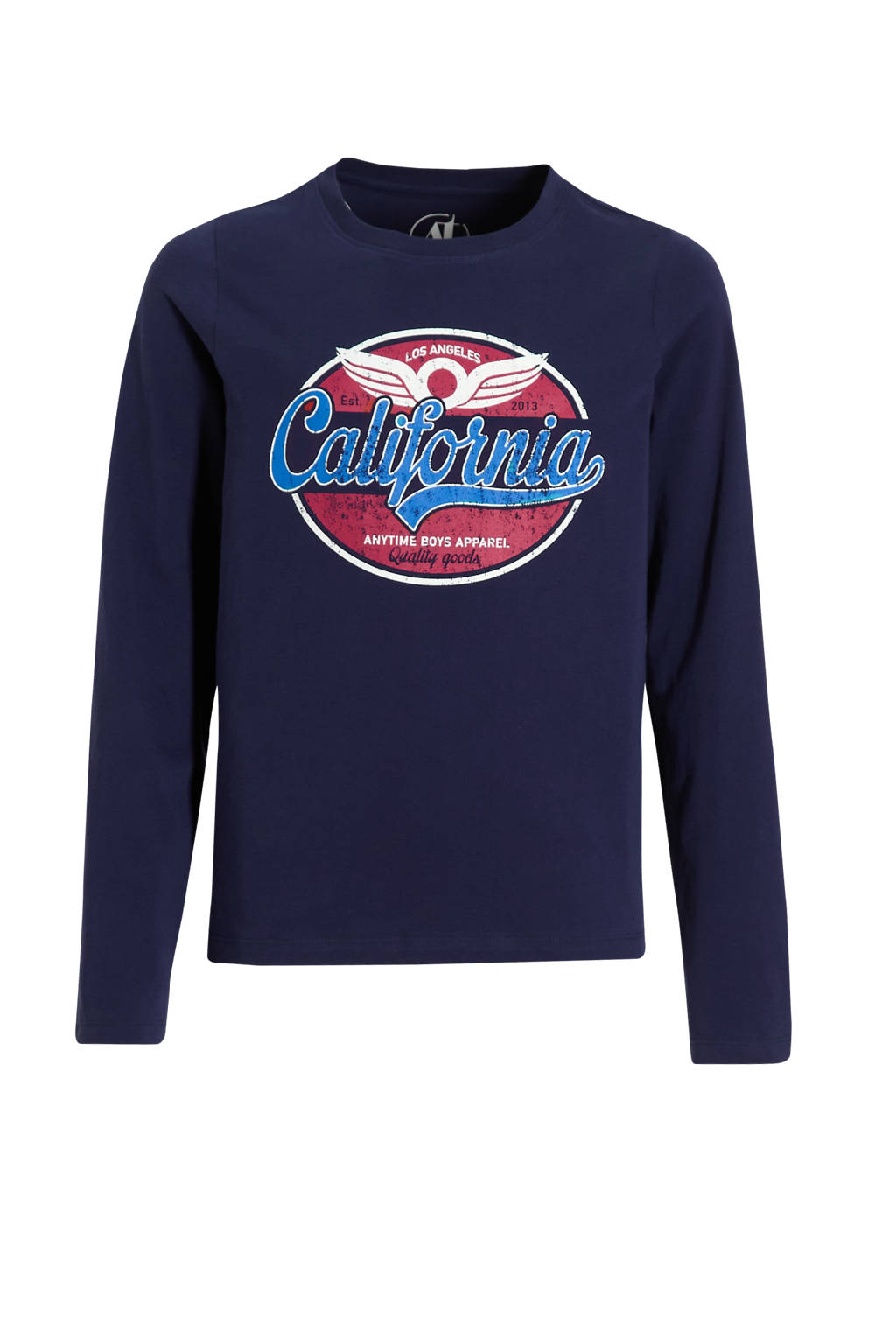 anytime longsleeve met printopdruk donkerblauw
