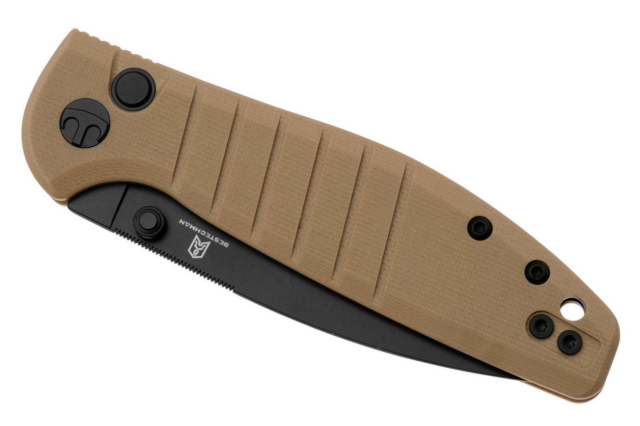 Bestechman Goodboy Jr BMK10F PVD D2, Khaki G10 zakmes, Keanu design