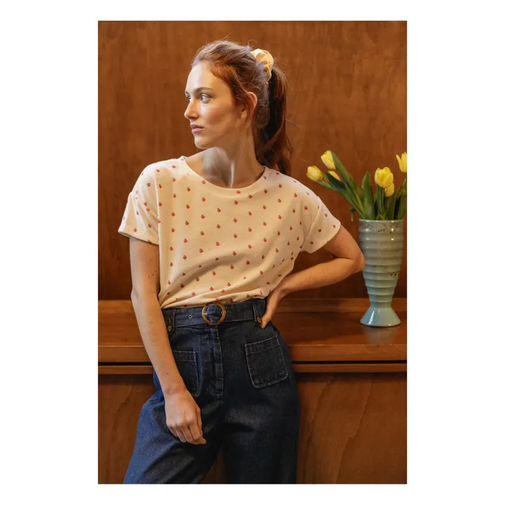 Emile et Ida T-shirt Zemo Coeurs Eponge - Collection Femme | Ecru
