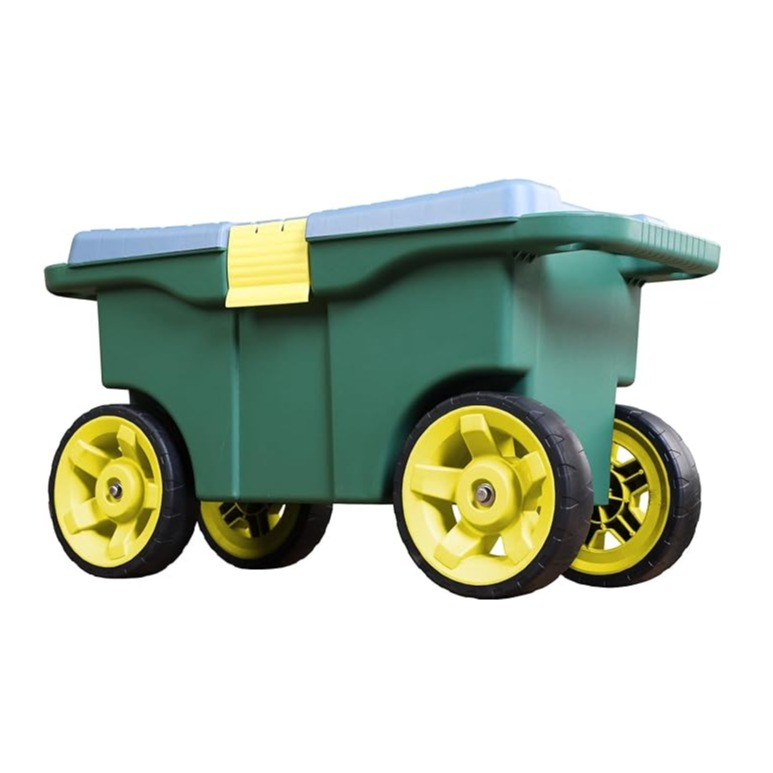 (55x26.5cm) Garten Sitzbox mit Rollen Werkzeug Wagen Rollsitz Aufbewahrungs Gartenwagen