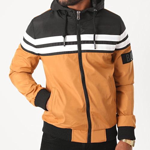 Veste Zippée Capuche S3165 Camel Noir