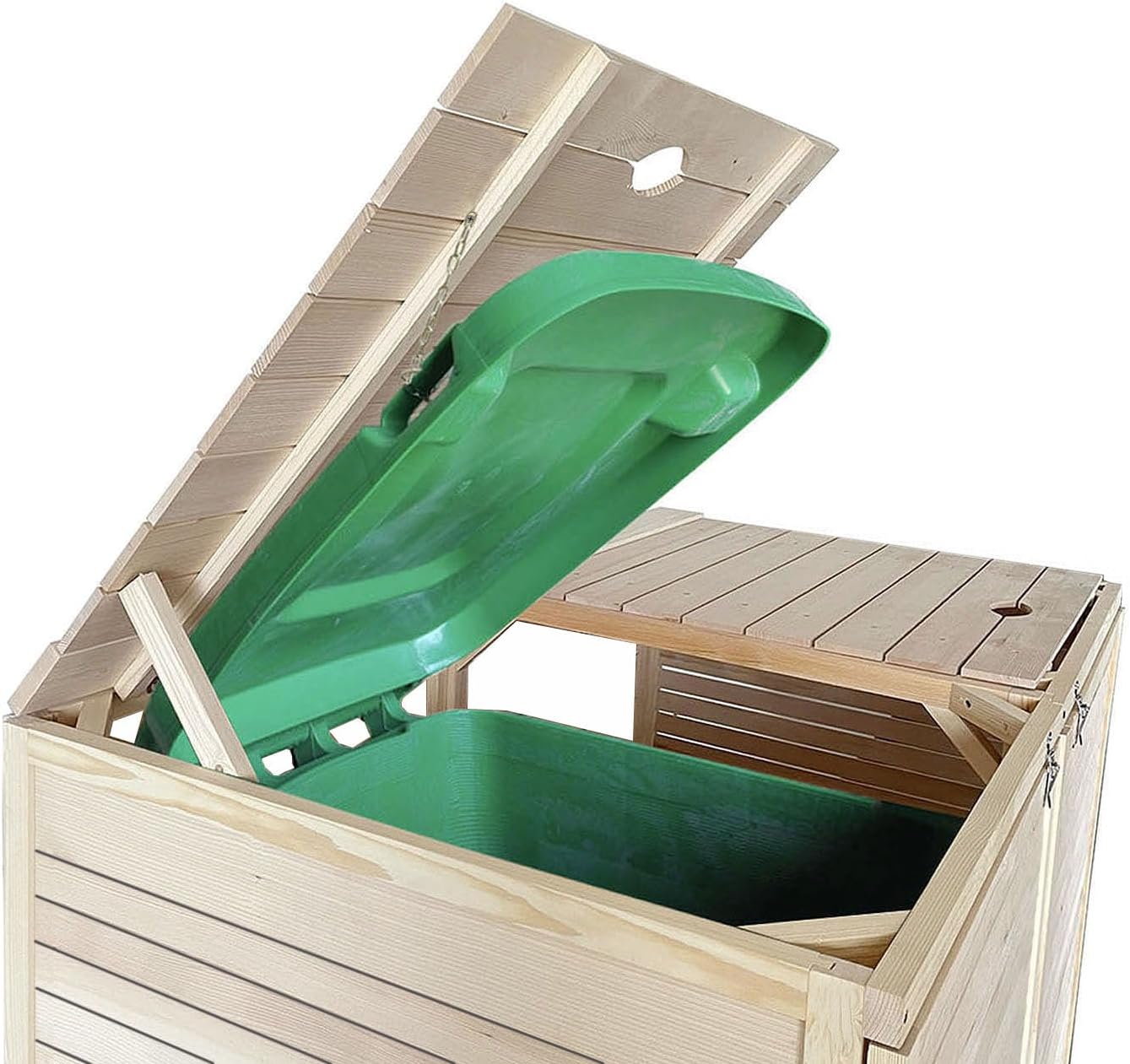 Mülltonnenbox Roma für 3 Tonnen 240L Mülltonnenverkleidung aus Holz naturbelassen Müllcontainer Mülltonnenschrank Mülltonne